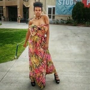 African print wrap skirt two piece